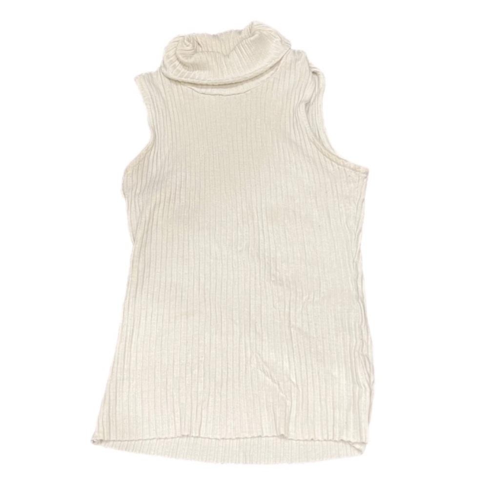 White ribbed turtleneck tank top